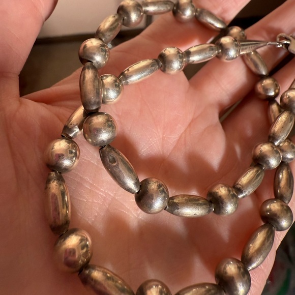 Vintage Rising Sun Navajo Sterling Silver Pearls Southwestern Choker Necklace - Picture 17 of 17